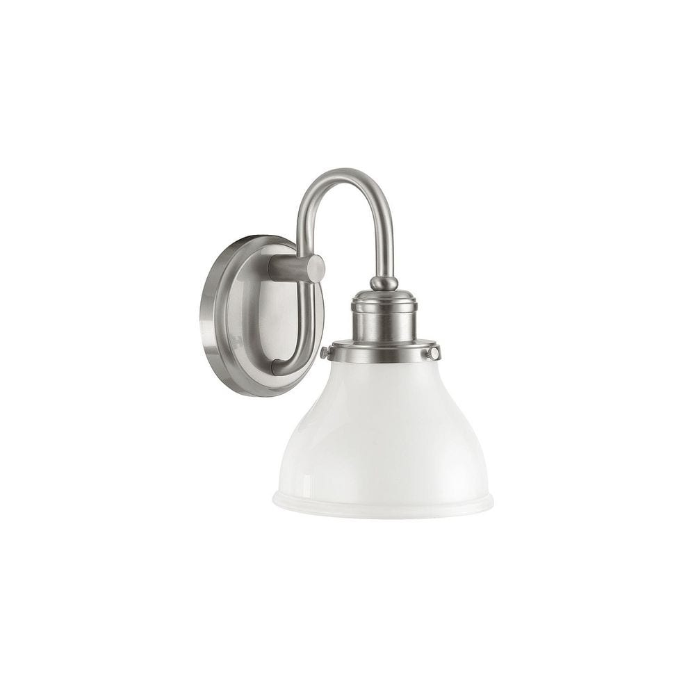 Baxter 6.5 in. 1-Light Brushed Nickel Sconce with Milk Glass Sconce in Brushed Nickel price history on PriceWatchPro