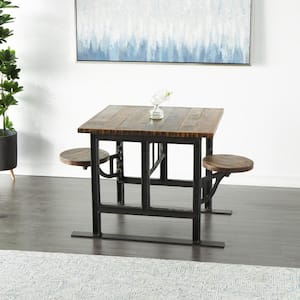 Brown Teak Wood Trestle Dining Table (2-Seater)