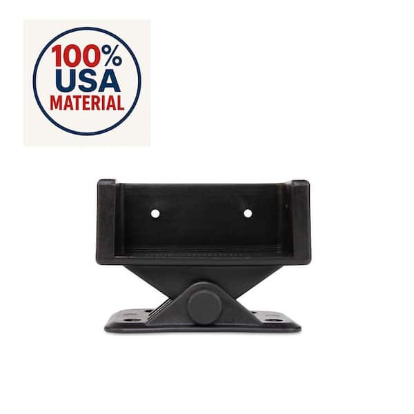 2 in. x 4 in. Adjustable Fence Brackets for Railings Reinforced Black Polypropylene (4-Pack)