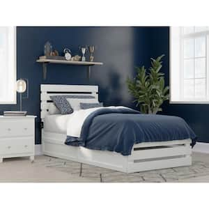 Oxford in White Twin Extra Long Bed with Footboard and USB Turbo Charger with Twin Extra Long Trundle