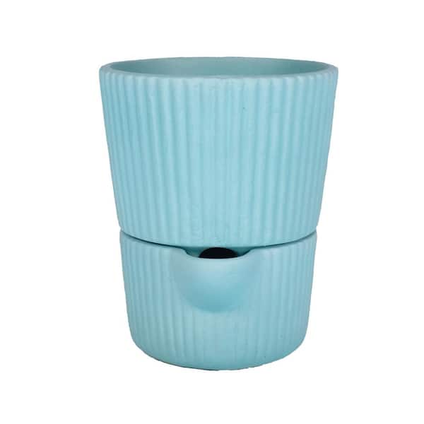 MPG 6 in. Dia x 7 in. H Flutted Tapered Composite Self Watering Pot in Green