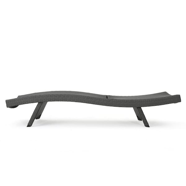 Miller Grey Armless 2-Piece Faux Rattan Outdoor Patio Chaise Lounge Set with Orange Cushions