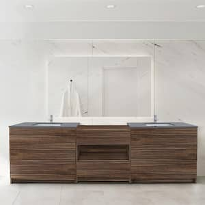 Element 102 in. W x 22 in. D x 35 in. H Double Sink Bath Vanity in Dark Walnut with Galaxy Grey Quartz Top