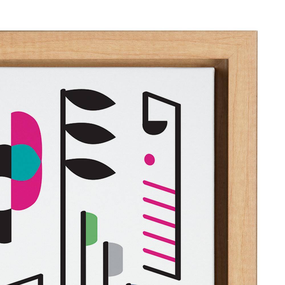 Colorful Abstract Music Notes Canvas Wall Art in Natural Frame