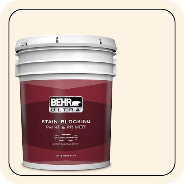 BEHR ULTRA 5 gal. #ECC-49-2 Historic Cream Extra Durable Flat Interior Paint & Primer