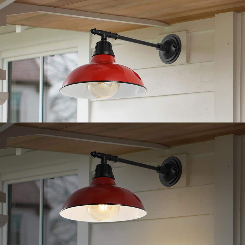 Wallace Red and Black Iron LED Victorian Arm Sconce