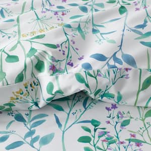 Legends Hotel Spring Floral Vine Wrinkle-Free Sateen Fitted Sheet