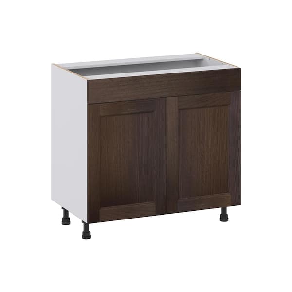 J COLLECTION Georgetown 36 in. W x 21 in. D x 34.5 in. H Assembled Bath Sink Base Kitchen Cabinet in Chestnut with False Front