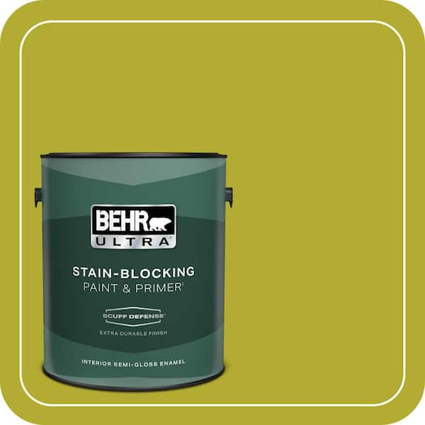 BEHR ULTRA 1 gal. #P340-6 Green Neon Extra Durable Semi-Gloss Enamel Interior Paint & Primer