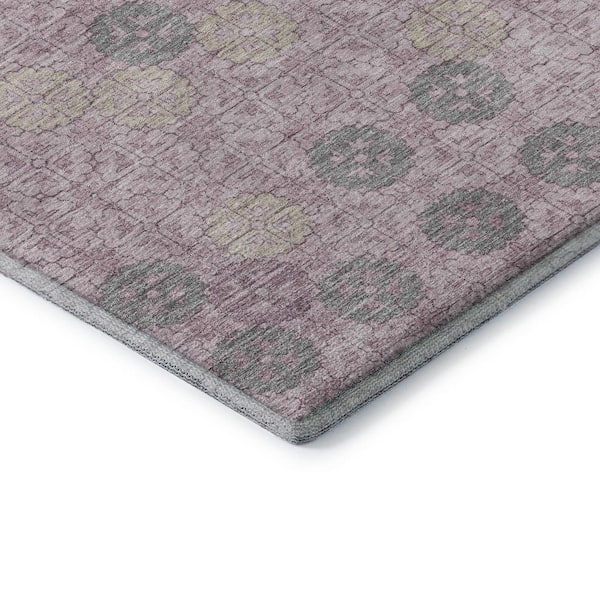 Mayfield Premium Machine Washable Abstract AMF1855 Plum 2 ft. 3 in. x 7 ft. 6 in. Runner Rug