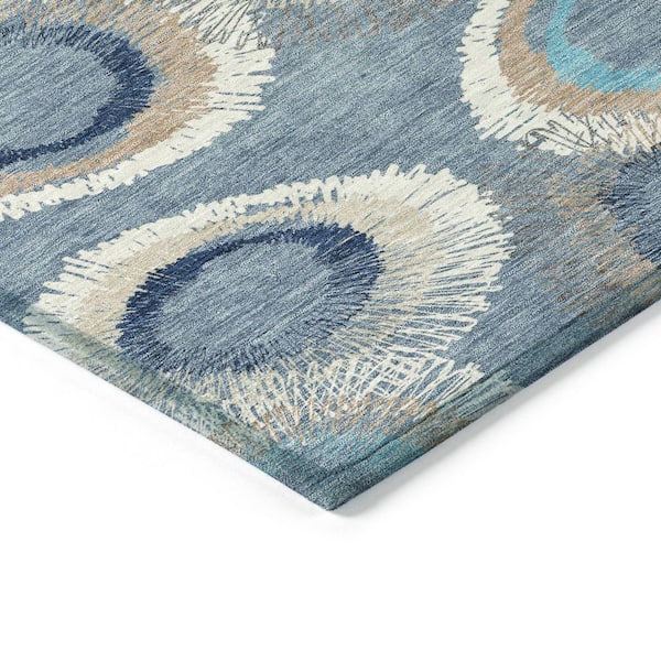 Chantille Machine Washable Indoor/Outdoor Abstract ACN2278 Denim 9 ft. x 12 ft. Area Rug