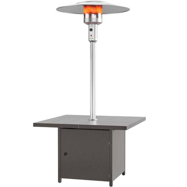 Halmuz 45,000 BTU Propane Stainless Steel Brownish Black Patio Heater with Square Table