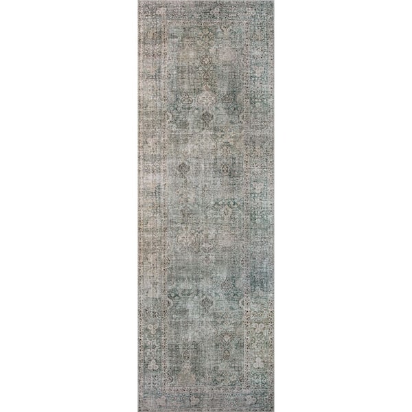 Chris Love Julia Jules Emerald / Antique Ivory 2 ft. 6 in. x 9 ft. 6 in.  Traditional Runner Rug