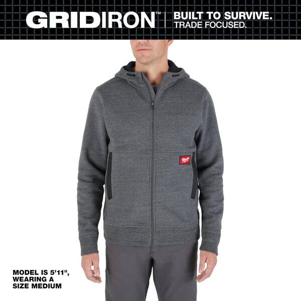 Milwaukee Men's 2X-Large Gray GRIDIRON Full-Zip Hoodie M250G-2X
