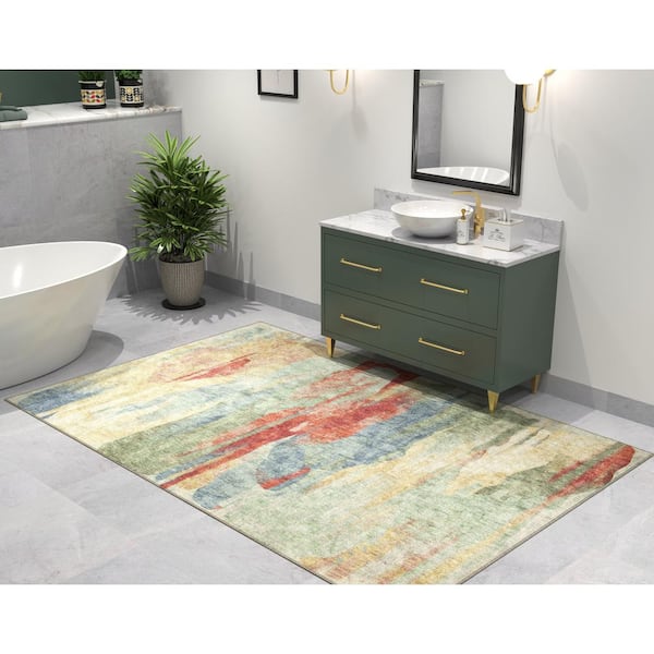 Cayetana Ivory 10 ft. x 14 ft. Modern Abstract Machine Washable Area Rug