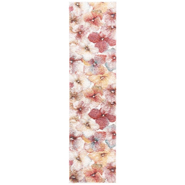Calista 2 ft. x 7 ft. Ivory/Rust Oversized Floral Runner Rug