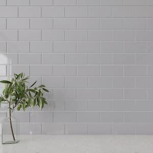 Lavender Gray 3 in. x 6 in. x 8mm Glass Subway Wall Tile (5 sq. ft./Case)