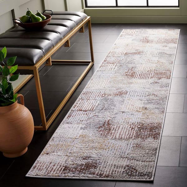 Palma 2 ft. x 9 ft. Beige/Brown Striped High-Low Runner Rug
