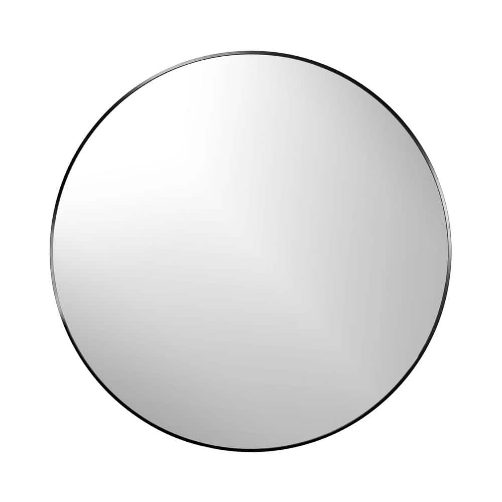 Undbranded Infinity Round Satin Black Metal Framed Mirror 31.5 in. x 31 ...