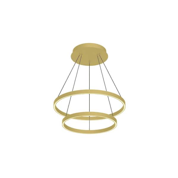 Cerchio 24 in. 2-Light 87-Watt Brushed Gold Integrated LED Chandelier