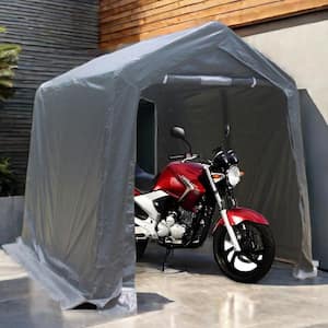 7 ft. W x 12 ft. D x 7.5 ft. H Steel Outdoor Portable Carport Garage/Shed Kit Tent with 2 Roll up Zipper Doors,Dark Gray