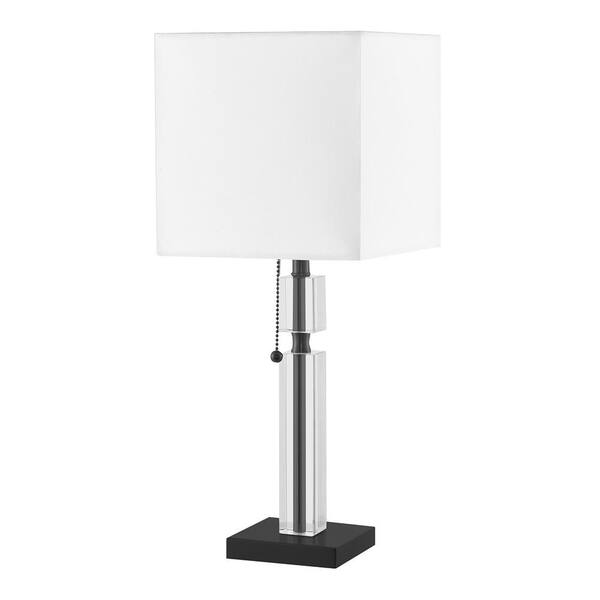 Dainolite Fernanda 19 in. Matte Black Table Lamp with White Fabric Shade