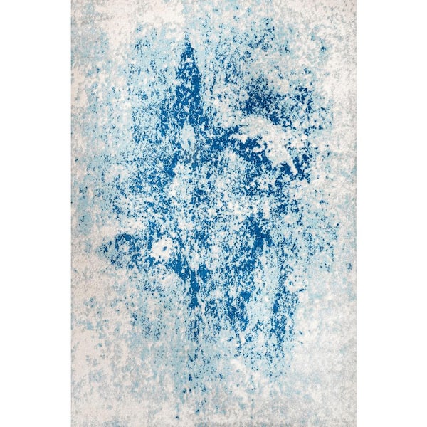 Dune Modern Abstract Cream/Blue 3 ft. x 5 ft. Area Rug