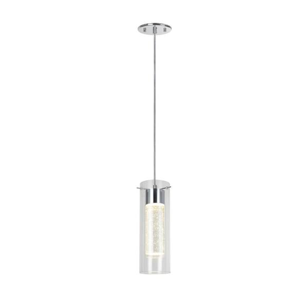 Aspen Creative Corporation 1 Light Integrated Led Chrome Mini Pendant With Clear Glass Shade 9553