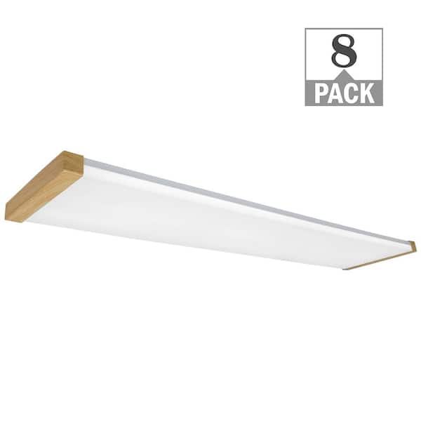 Commercial Electric 4 ft. x 10 in. Modern LED Kitchen Light Flush Mount Light 4200LM 46W Adjustable CCT 120V Light Oak End Caps (8-Pack)