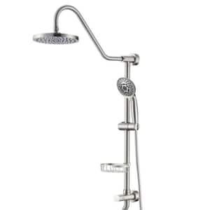 Wall Mounted 5-Spray Patterns with 2.5 GPM 8 in. Dual Shower Head and Handheld Shower System in Brushed Nickel