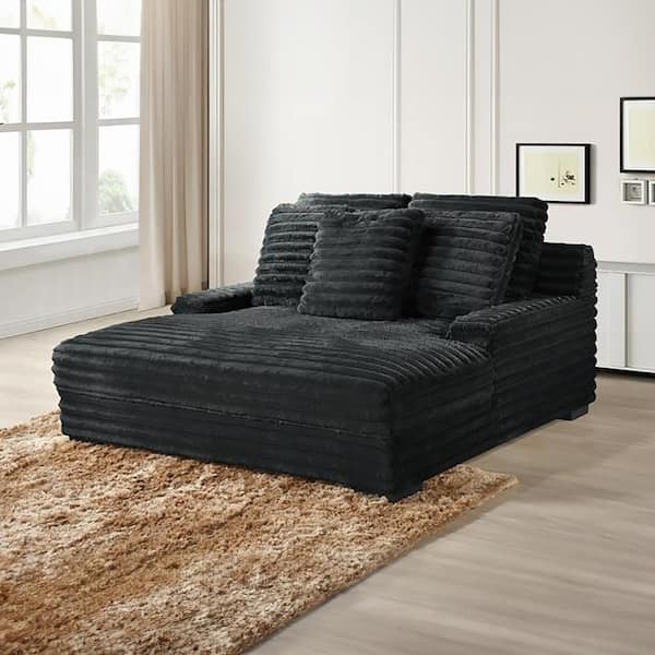 New Classic Furniture Embrace Charcoal Polyester Square Arm Chaise Lounge