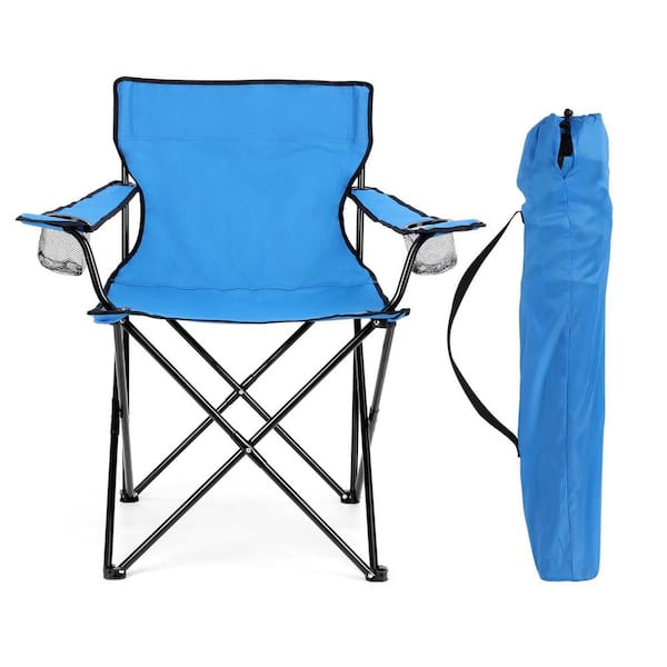 Camping Chair with Cup Holder Blue Alloy Steel Chair