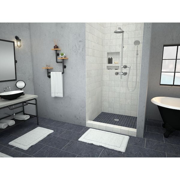 Redi Base 36 in. x 36 in. Single Threshold Shower Base with Center Drain and Polished Chrome Drain Plate