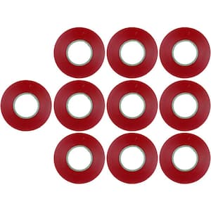 0.75 in. x 60 ft. Electrical Tape, Red (10-Pack)