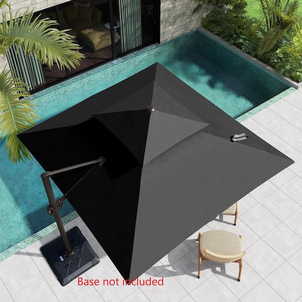 Pellebant 10 ft. Square Aluminum Outdoor Double Top 360° Rotation Cantilever Adjustable Tilt Patio Umbrella in Black