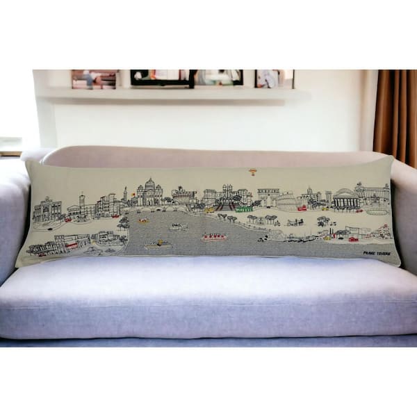 HomeRoots Cream Solid Polyester 14 in. x 46 in. Throw Pillow