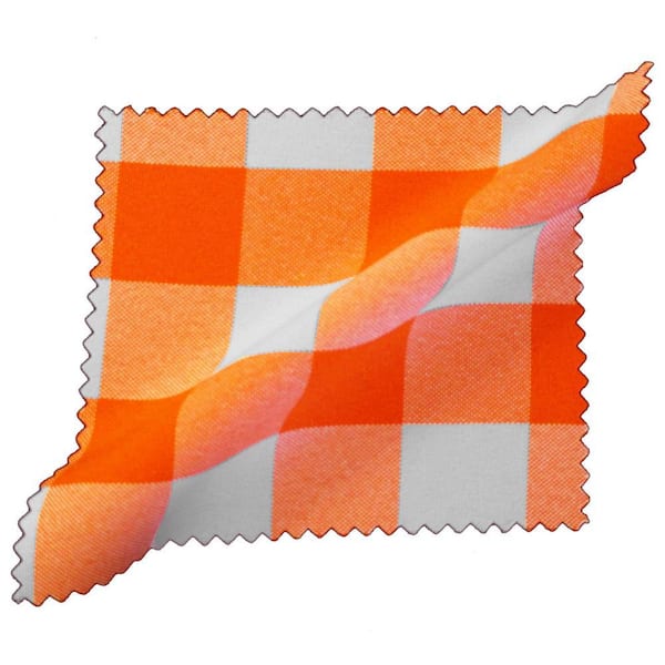 58 in. x 58 in. White and Orange Polyester Gingham Checkered Square Tablecloth