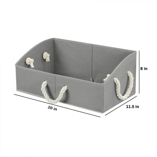 Gray 20 in. x 8 in. Fabric Decorative Basket (Set of 3) Z07JYJQV84
