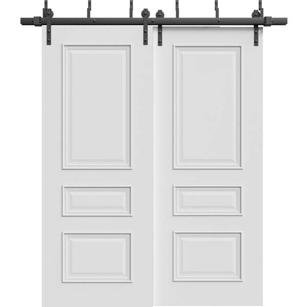 7833 36 in. x 80 in. Sold Core White Enamel Color Wood Sliding Barn Door with Hardware Kit