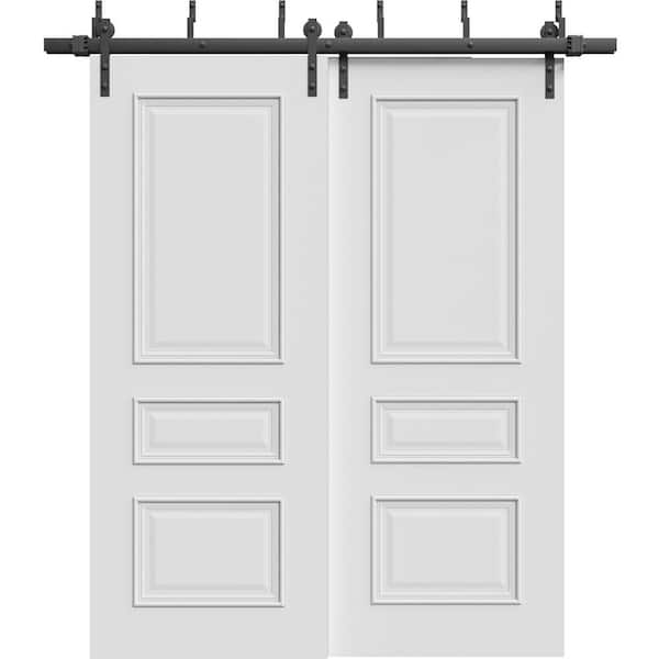 7833 72 in. x 96 in. Sold Core White Enamel Color Wood Sliding Barn Door with Hardware Kit