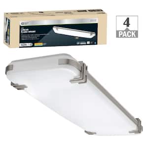 Mission Industrial 48 in. x 15 in. High Output 5500 Lumens Color Selectable CCT LED Flush Mount Brushed Nickel (4-Pack)