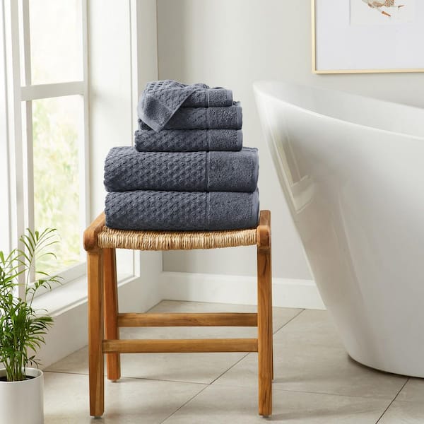 Stone Blue Ultra-Soft 100% Cotton Diamond Waffle 6-Piece Towel Set