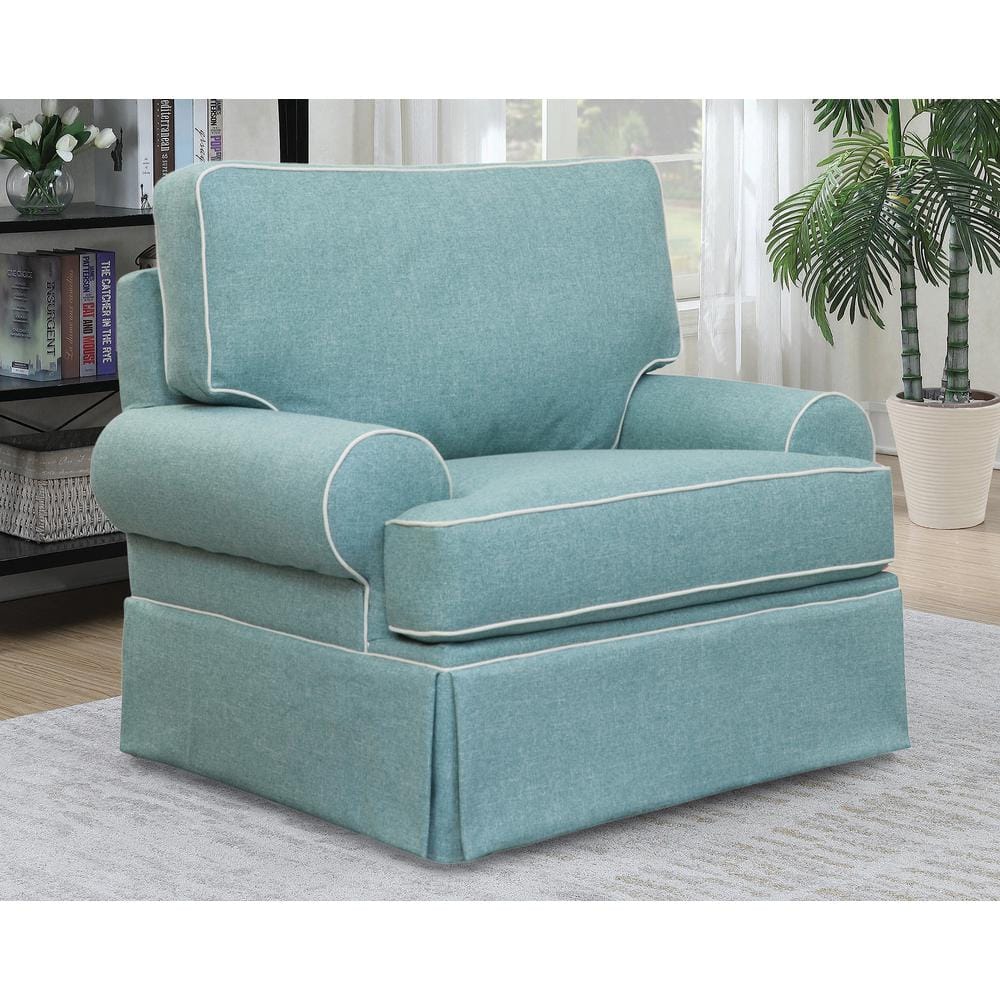 Aqua Upholstered Arm Chair with Reversible Cushions