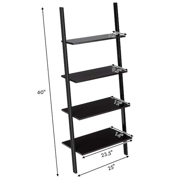 Estink Ladder Bookshelf Industrial Bookcase Shelving Unit Stand with Metal Frame Wooden Shelves for Living Room Office Heavy Duty 5-Tier Storage Shelves 