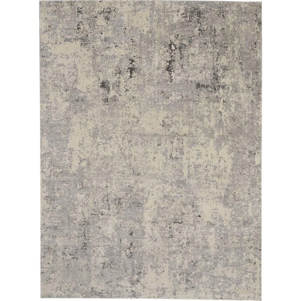 Nourison Rustic Textures Grey/Beige 9 ft. x 13 ft. Abstract Contemporary Area Rug