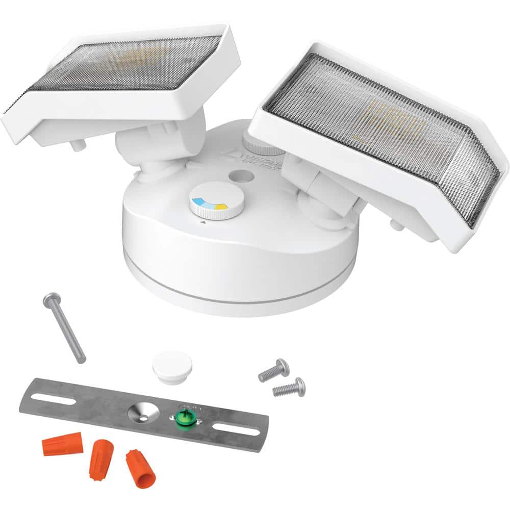 White Dual Head LED Outdoor Security Flood Light