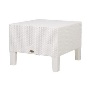 Magnolia White Rattan Outdoor Side Table