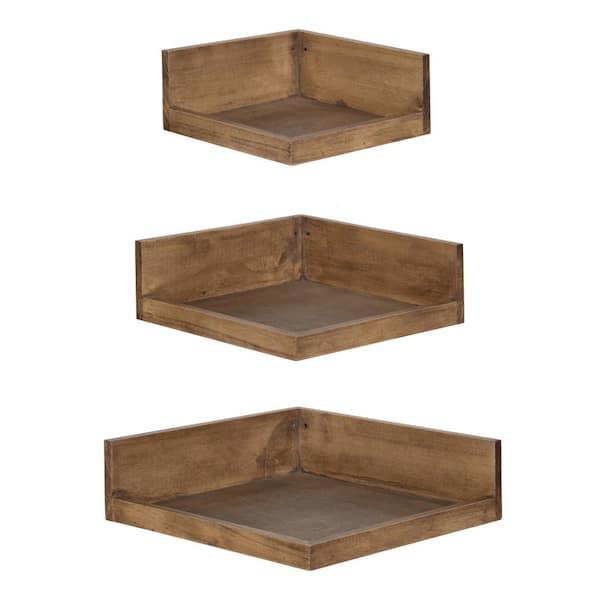 Kate and Laurel Havlock Wood Shelf Set, Rustic Brown 2 Piece 24 inch