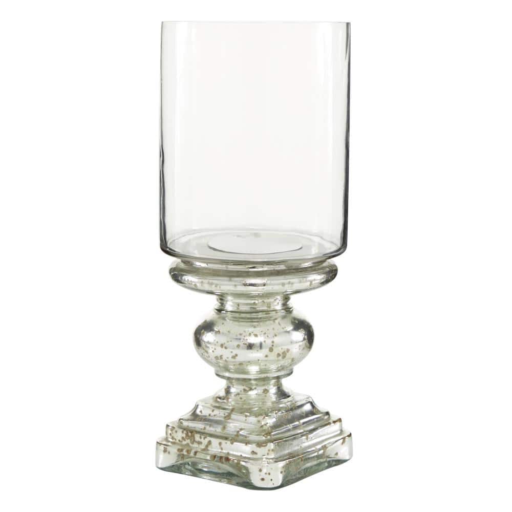 Elegant Silver Glass 16" Handcrafted Hurricane Candle Lantern