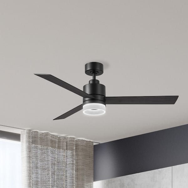 Sereni 52 in. Indoor Matte Black Ceiling Fan with Edge Lit Adjustable White Integrated LED and Remote Included